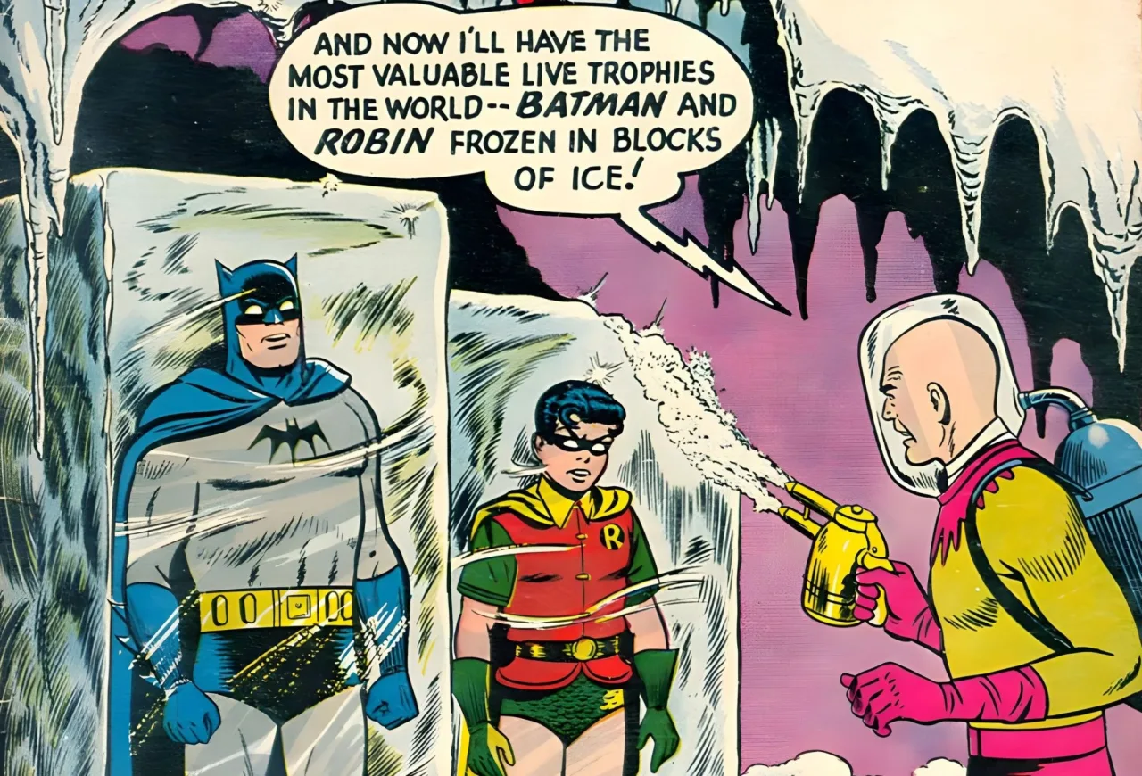 Capa de Batman #121 (1959) mostrando Batman enfrentando o vilão de gelo, então chamado Mister Zero