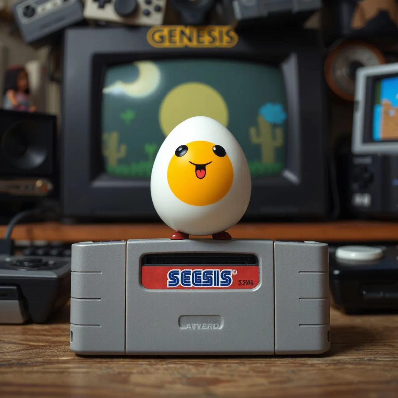 Cartucho de Mega Drive da coletânea Dizzy ao lado do logotipo do Kickstarter