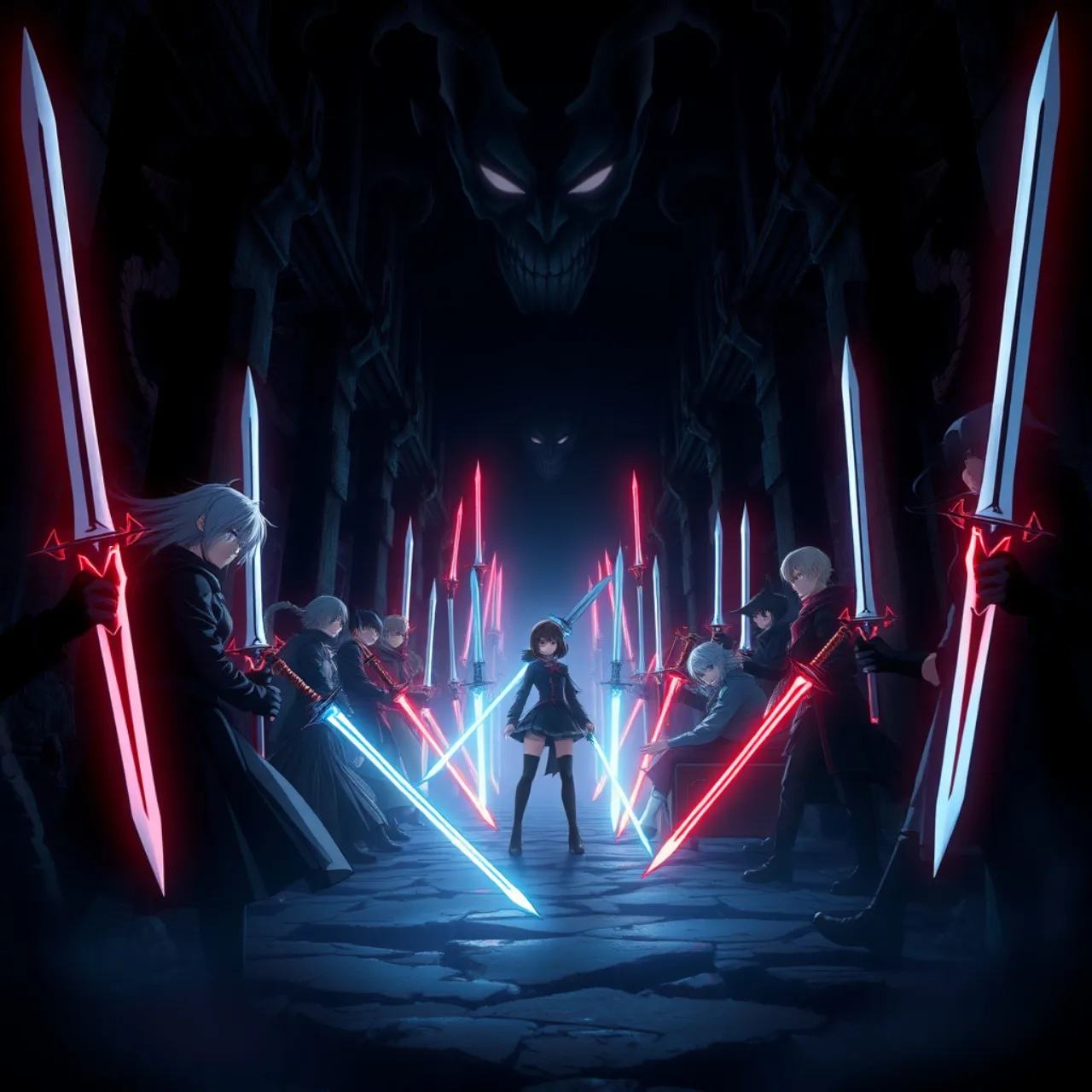 Um jovem em roupa esportiva faz agachamento ao lado de um pôster de “Demon Slayer: Infinity Castle Parte 2”