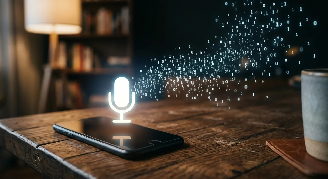 Pessoa preocupada com privacidade cobrindo o microfone de um smartphone enquanto pratica exercícios em uma academia