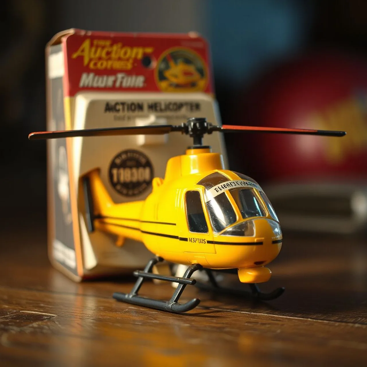 Helicóptero Tomahawk da G.I. Joe exibindo adesivo com o logotipo do playset espacial Defiant