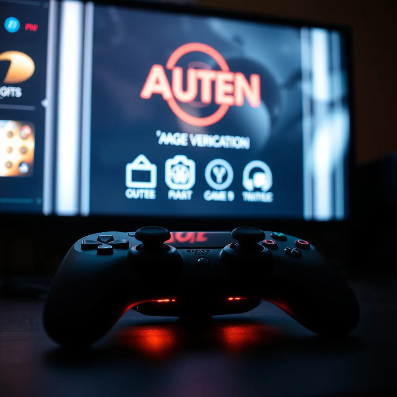 Um controle Xbox ao lado de um documento de identidade e um calendário, sugerindo a verificação de idade