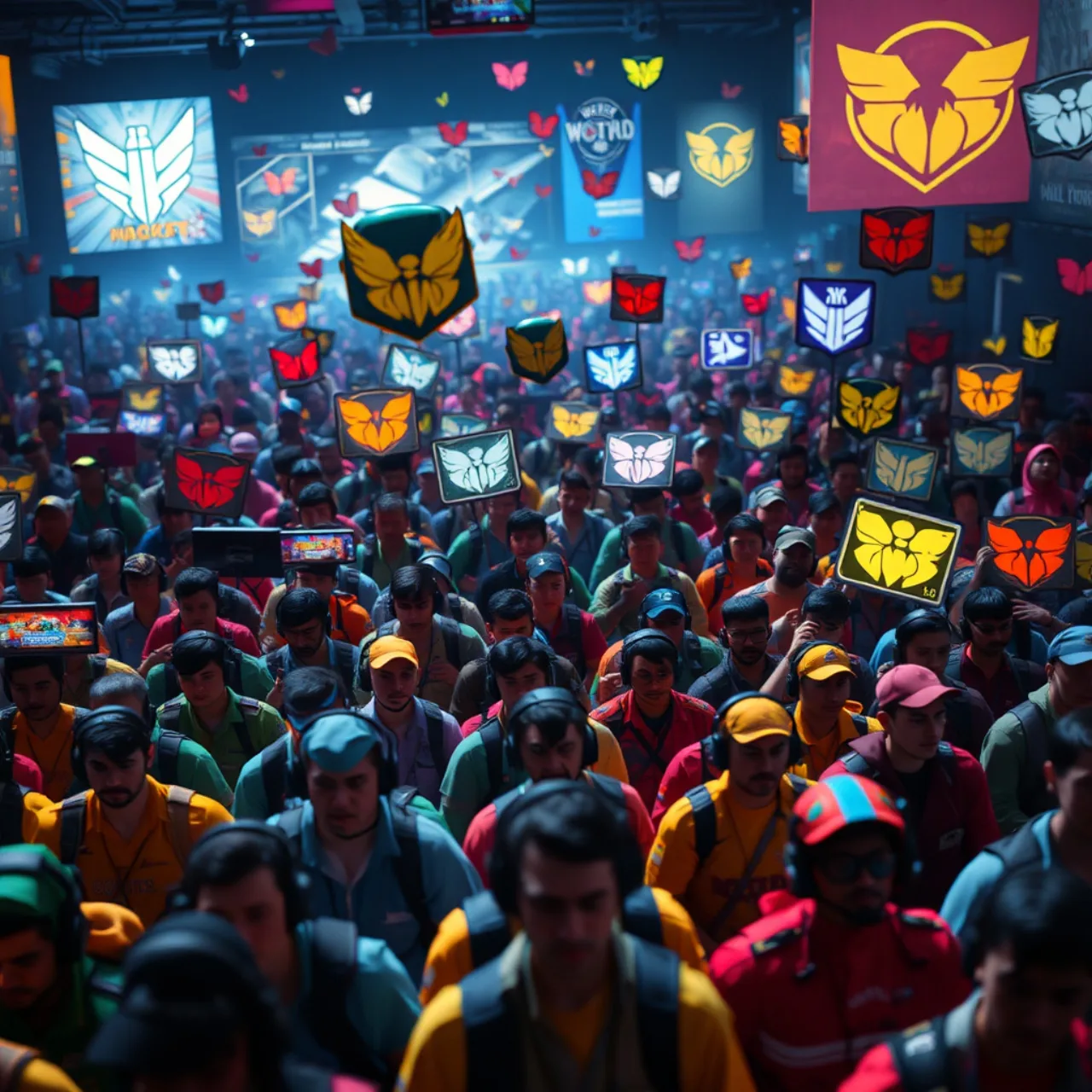 Personagens coloridos de Fortnite em pose de vitória, segurando controladores, com o logo da temporada ao fundo