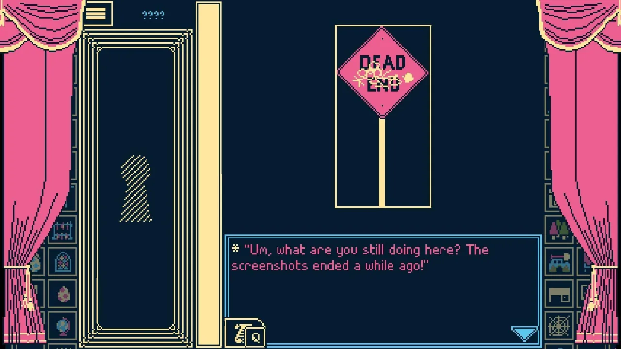Mesa com notebooks, copos de café e pôsteres coloridos exibindo capas de jogos indie focados em narrativa