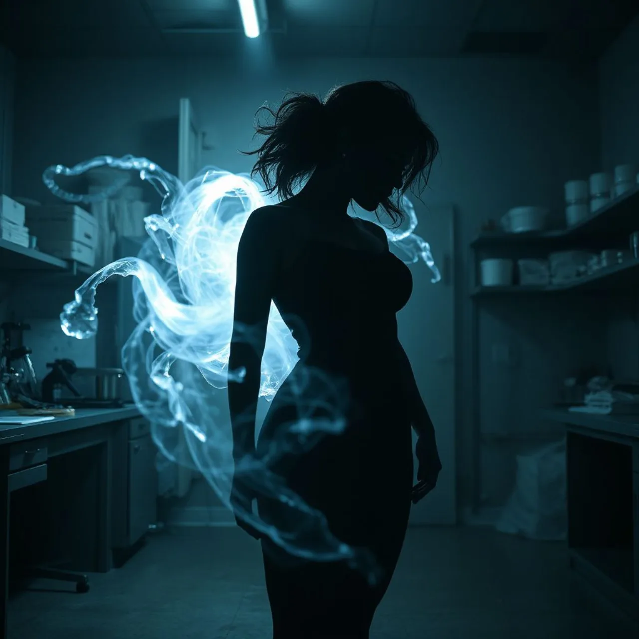 Cassandra Nova em pose ameaçadora, cercada por energia magnética e o icônico capacete de Magneto ao fundo