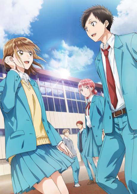 Jovem casal em roupas de academia, segurando halteres e um caderno de anotações de anime, sorrindo