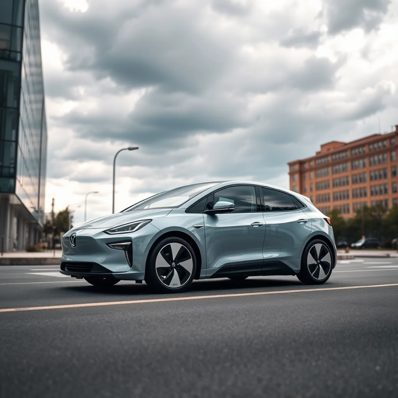 Pessoa em roupa esportiva fazendo alongamento ao lado do Tesla Cybercab estacionado, com painel digital iluminado