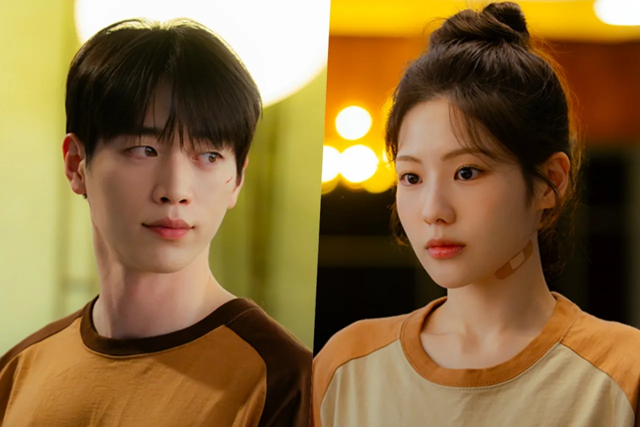 Seo Kang Jun e Jo Aram aparecem relaxando juntos em uma sauna, cercados por vapor e iluminação suave