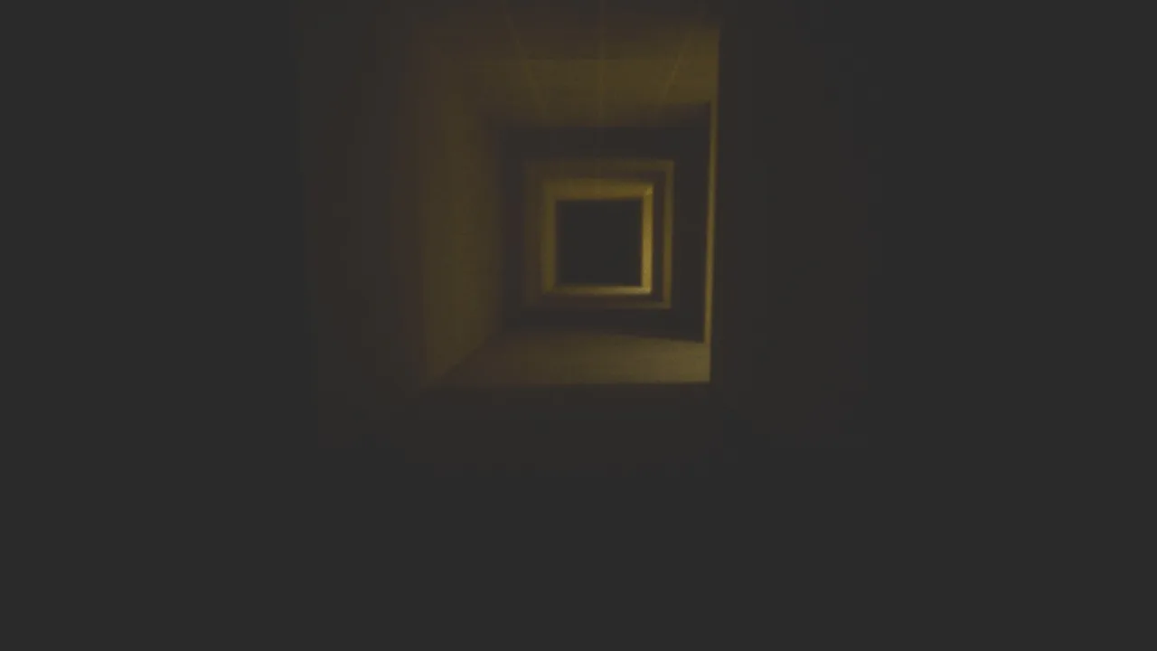 Pessoa jogando videogame em um quarto escuro, iluminada apenas pela tela que exibe corredores labirínticos