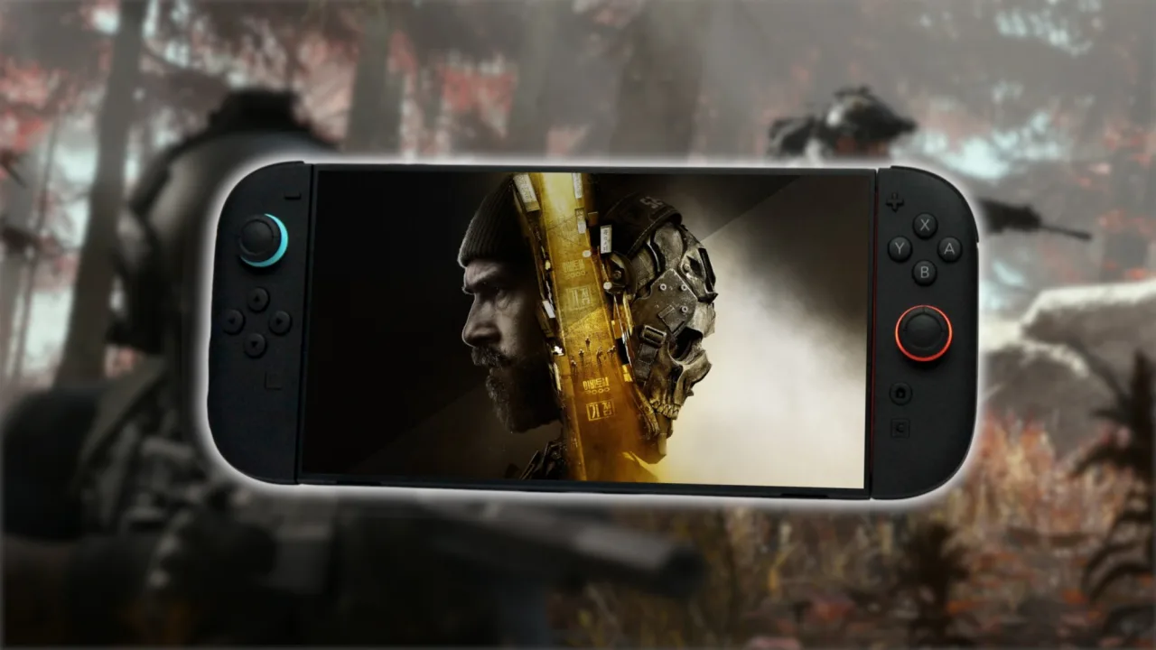 Console Nintendo Switch 2 ao lado da caixa de Call of Duty: Modern Warfare 4, com logo da franquia em destaque