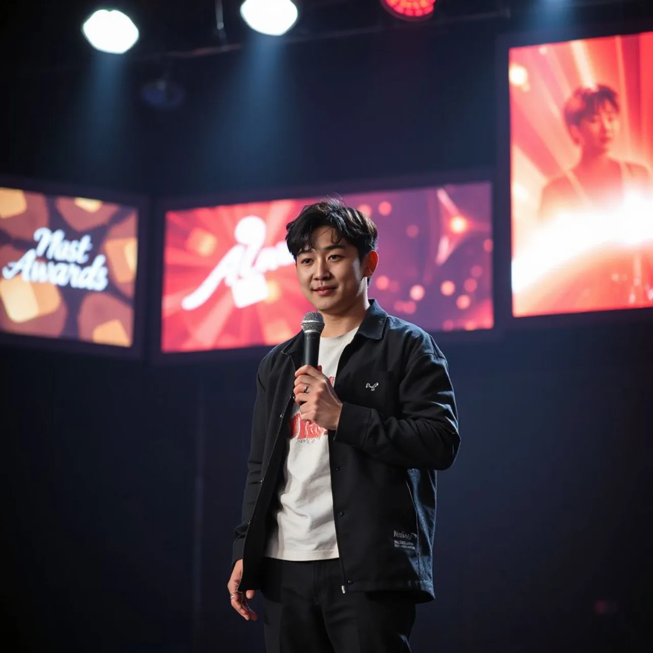 Park Bo Gum sorri em coletiva ao lado do logotipo oficial do MAMA 2026