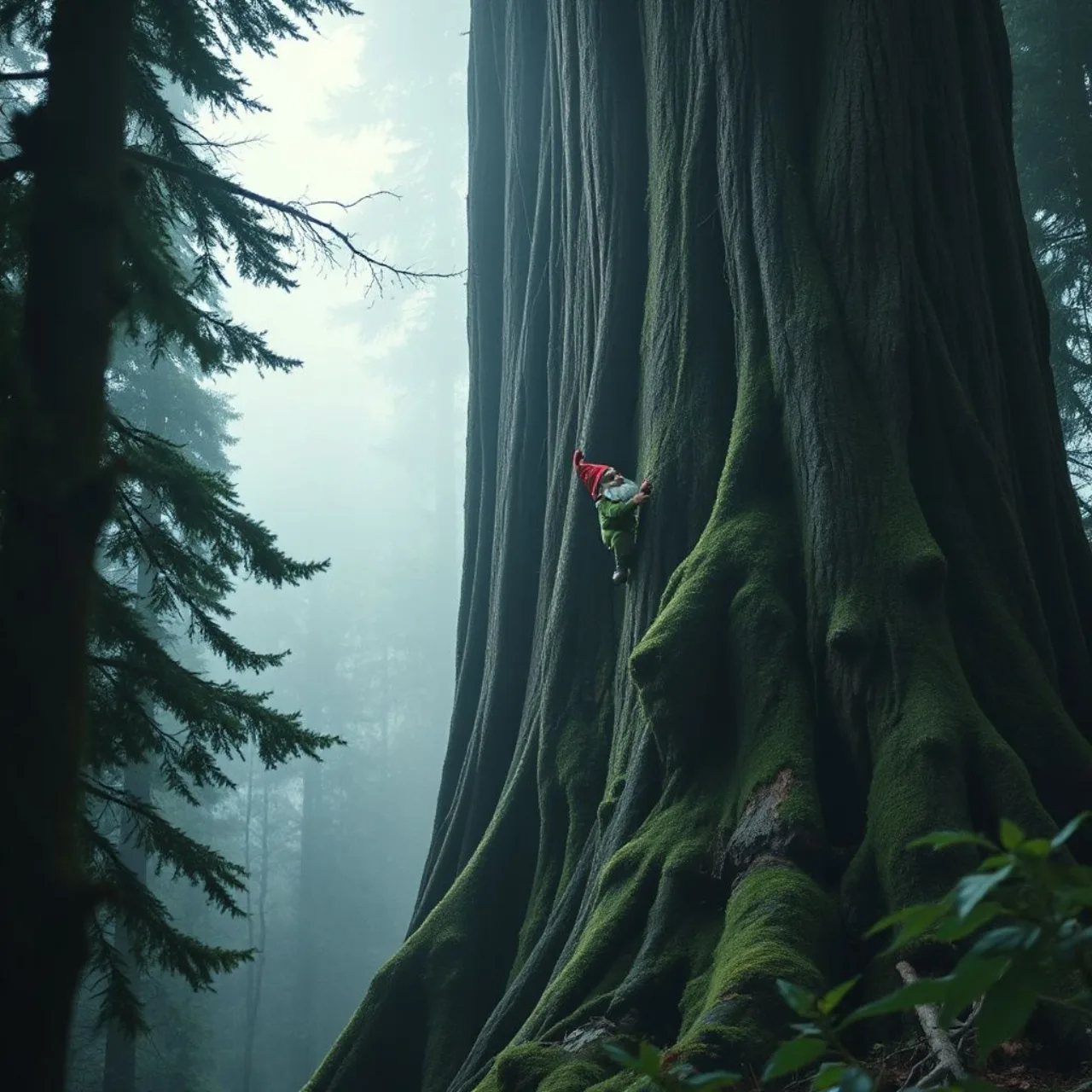 Um gnomo de três polegadas com machado na floresta nórdica, ao lado do logo de Trollheim: Gnomes