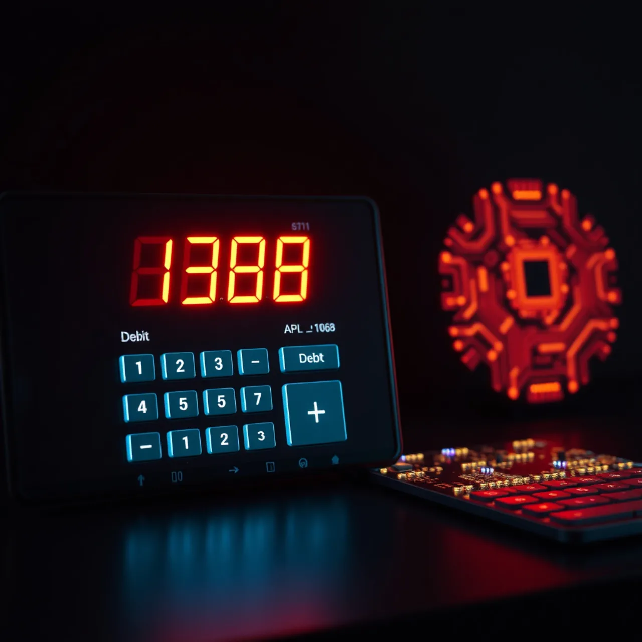 Programador exausto diante de monitor com linhas de código, xícara de café e teclado ergonômico em mesa organizada