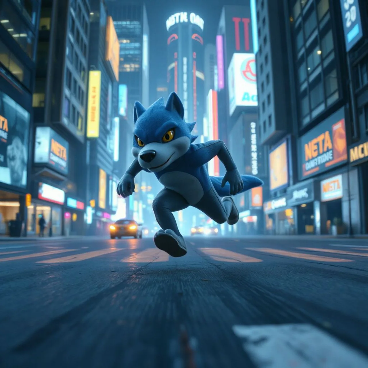 Sonic azul em pose dinâmica, cercado por partículas de luz, ao lado do logo da Sonic Team sobre fundo futurista