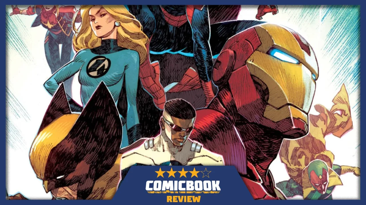 Pessoa em roupa de ginástica segurando o primeiro número de Avengers: Armageddon #1, sentada numa esteira