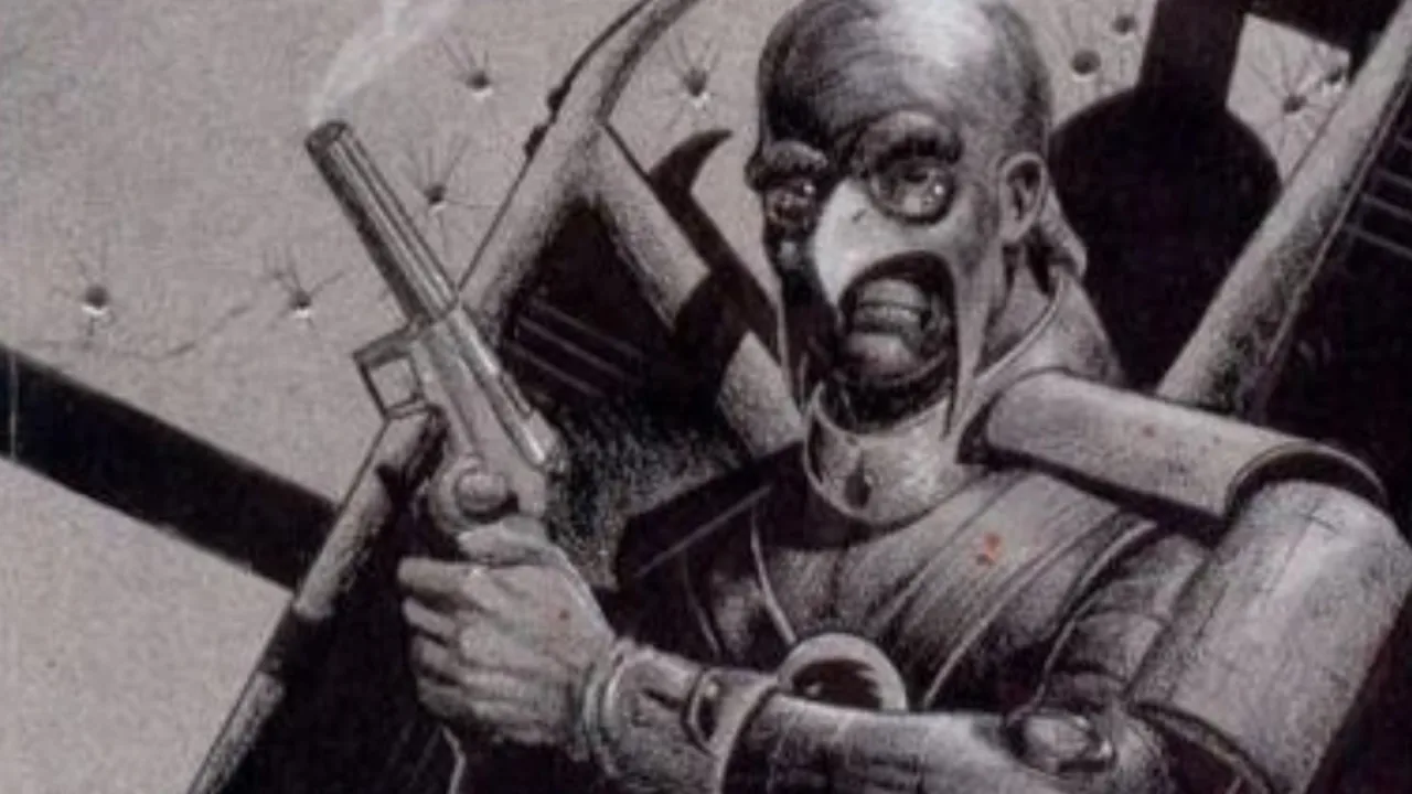 Carter Hall em armadura dourada com asas e maça de nth metal ao lado de Katar Hol em traje prateado de Thanagar