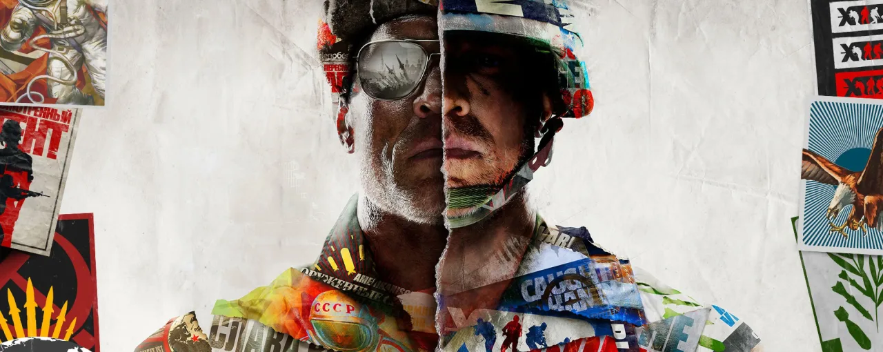 Jogador em roupa esportiva faz flexão enquanto segura um controle Xbox ao lado da capa de Black Ops Cold War