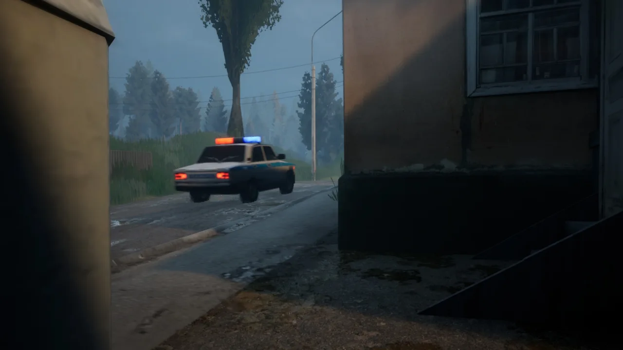 Homem em uniforme policial faz flexões, segurando controle de Xbox, ao lado de garrafa d'água e tapete de yoga