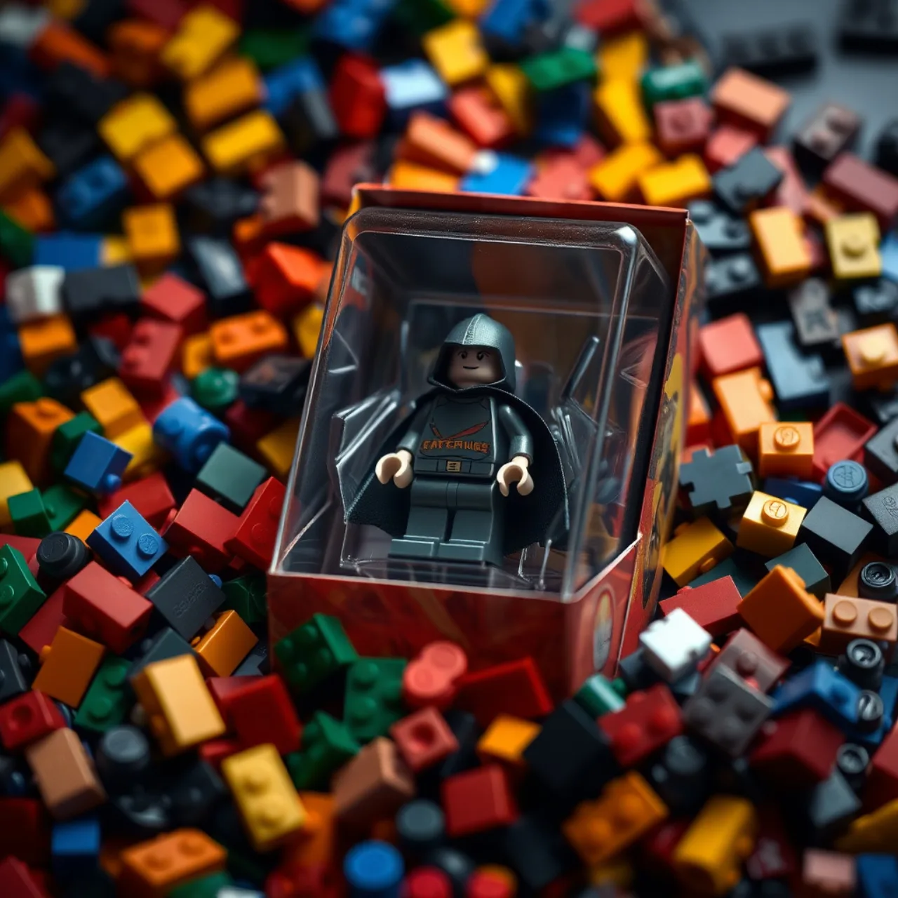 Um colecionador musculoso levanta uma caixa LEGO gigante do Homem‑Aranha como se fosse peso