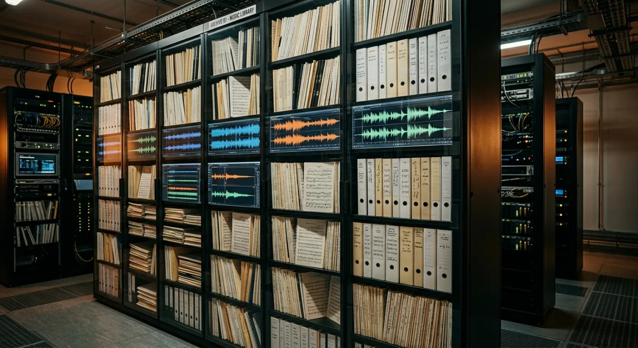 Pessoa correndo na esteira, vestindo roupa esportiva, com fones de ouvido e tablet exibindo gráficos de áudio