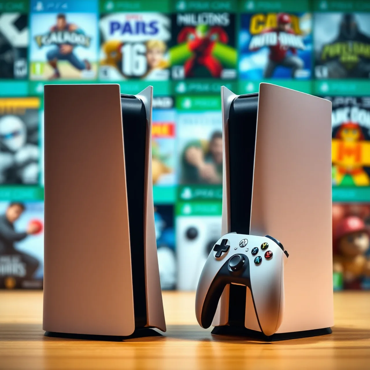 Atleta correndo na esteira enquanto segura um controle Xbox, ao lado de garrafa d'água e barra de proteína
