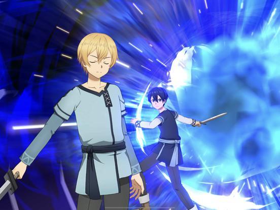 Jovem em roupa esportiva, segurando controle do PS5, faz agachamento enquanto a tela mostra o demo de Sword Art Online