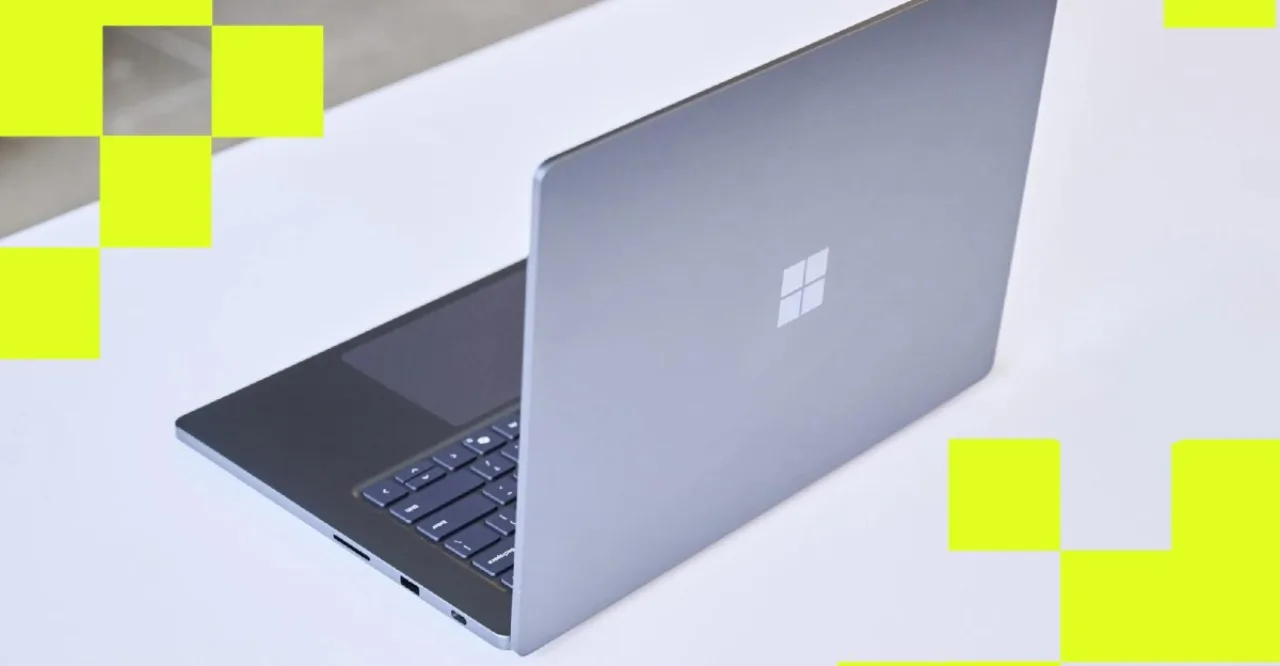 Surface Laptop Ultra, Alexa Tablet 12 Pro e um HomePod mini ao lado de ícones de IA brilhando