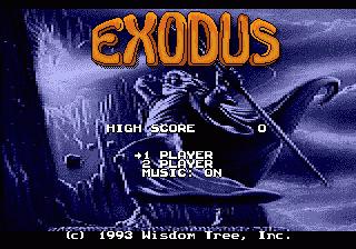 Jogador em traje de astronauta faz agachamento ao lado de um console holográfico com a logo de Exodus