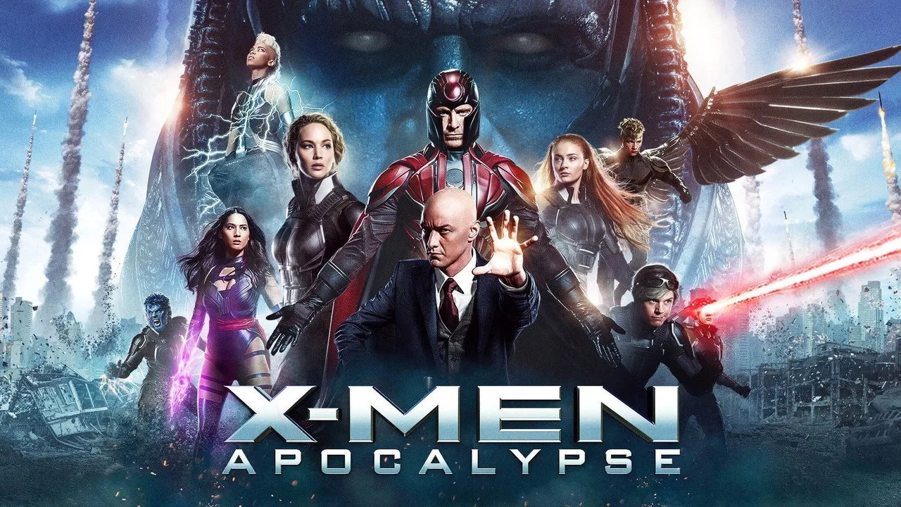 Jovem vestindo camiseta dos X‑Men faz agachamento com barra enquanto ao fundo há pôster da Avengers Unity Squad