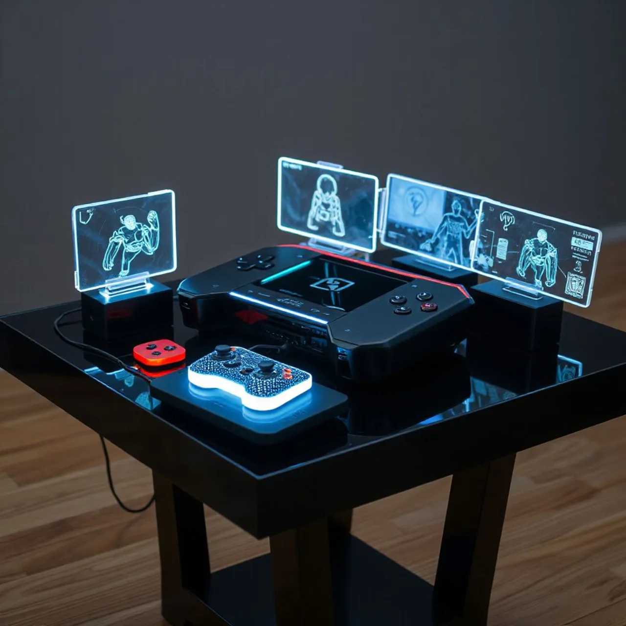 Asha Sharma ao lado de um protótipo futurista do Xbox Project Helix, cercado por logos de parceiros de console