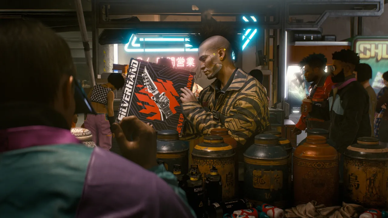 Jogador sentado, usando headset, levantando halteres ao lado de um console e pôster de The Witcher 4