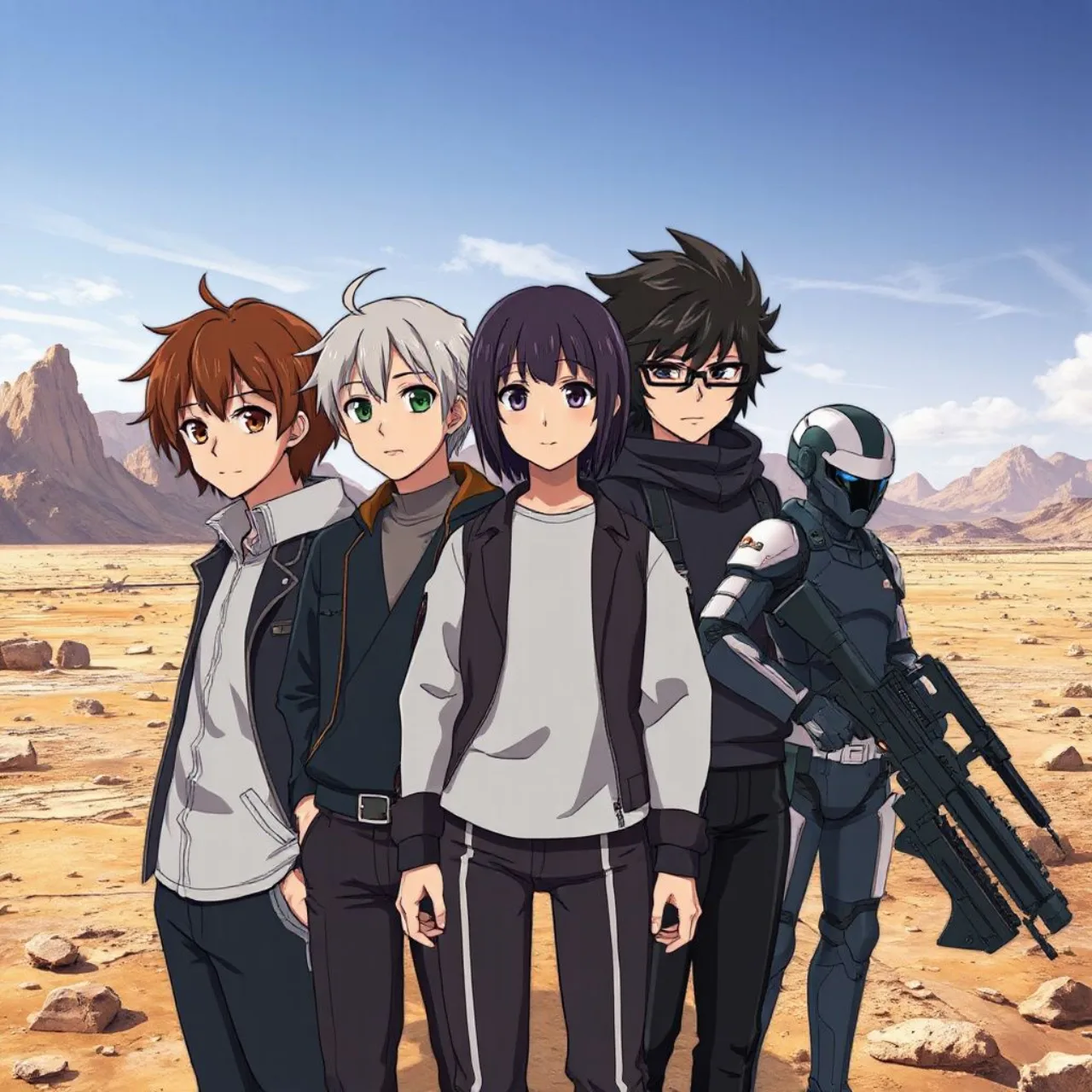 Leon, Dudu e Tsugumi ao lado dos nomes dos atores que os dublam, com o logo de Tsugumi Project ao fundo