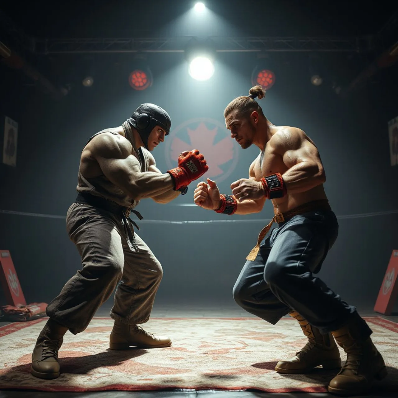 Ryu e Scorpion em pose de combate, com os logotipos de Street Fighter e Mortal Kombat ao fundo