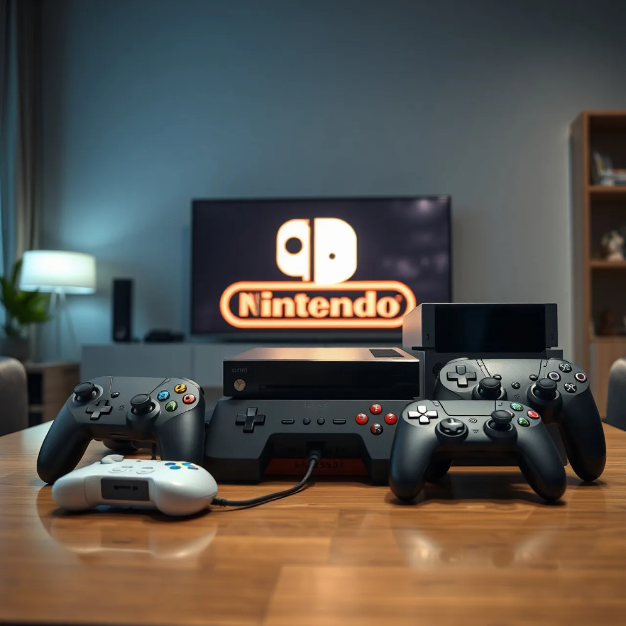 Jovem segurando controle do Switch 2 enquanto faz agachamento com halteres ao lado