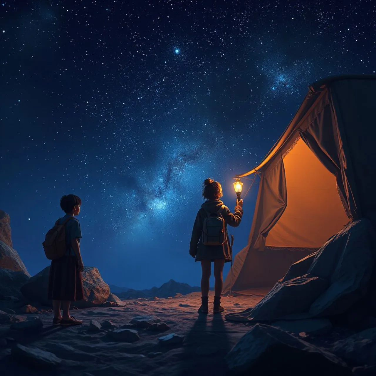 Jovem em pose de prancha, segurando um tablet que exibe a arte sombria de Tomohi, cercada por luzes de neon