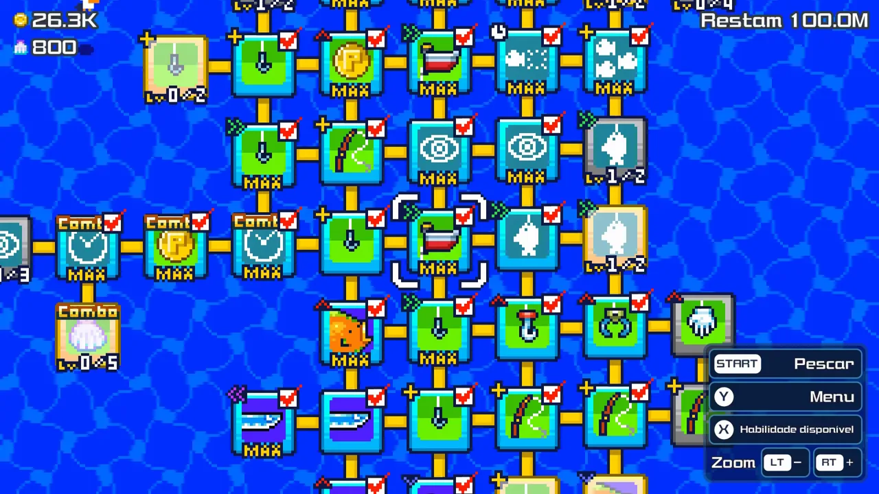Árvore de habilidades de Fish Them All! em português