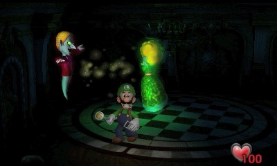 Cena do jogo Luigi's Mansion