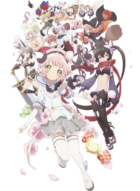 Jovem em traje de magical girl faz agachamento com halteres neon, ao fundo pôster da nova temporada da série