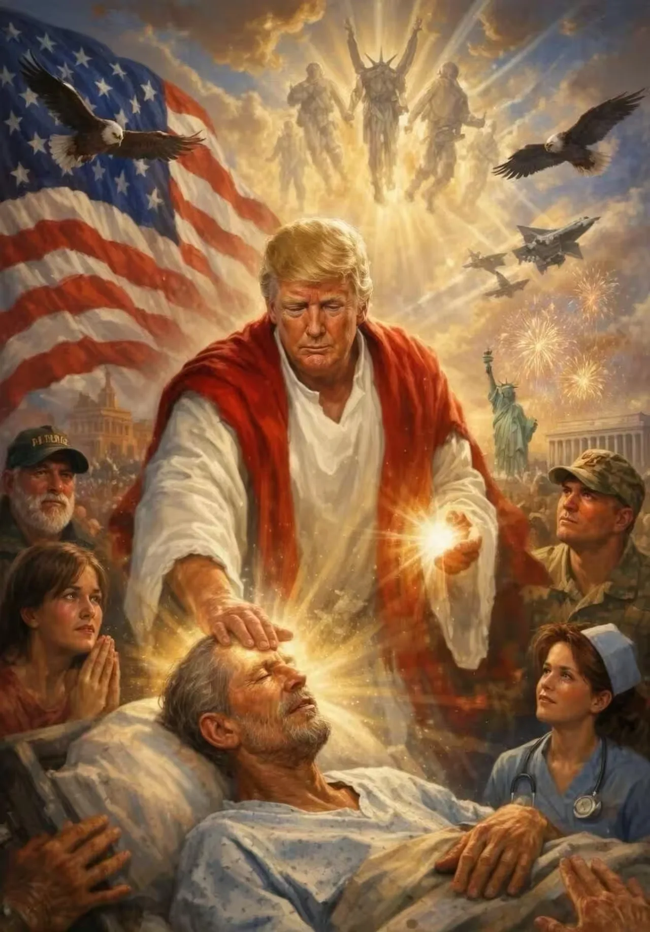 Entre o sagrado e o viral: Trump intensifica uso de artes geradas por IA ao lado de Jesus